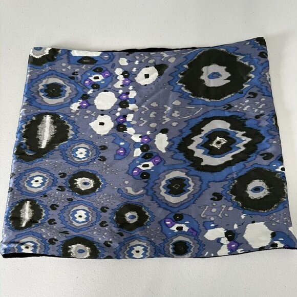 Kevin O'Brien Studio Infinity Loop Scarf Velveteen Black Gray Blue Silk Soft - Picture 2 of 7